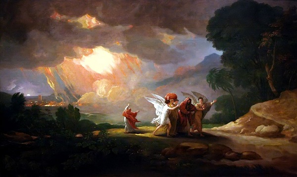Lot saindo de Sodoma, pintura de Benjamin West (1810)